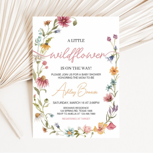 Invitation Une petite fille Wildflower (Wildflower is on the way Baby Shower Invitation)