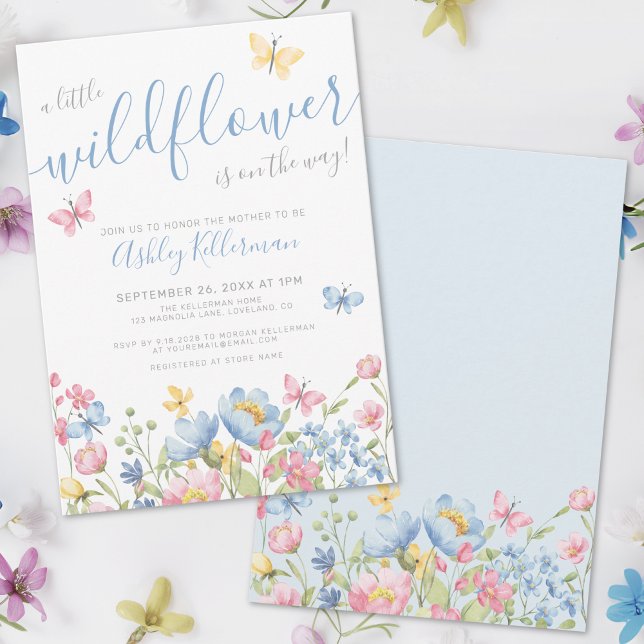 Invitation Une petite fille Wildflower (A Little Wildflower Boy Baby Shower Invitation)