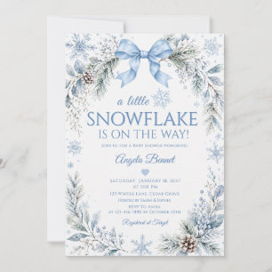 Invitation Une petite flocon de neige Baby Shower Bleu Poussi