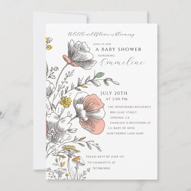 Invitation Une petite floraison de bébé Shower sauvage  (Devant)