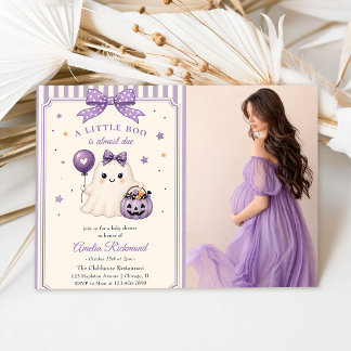Invitation Une petite Halloween bébé violet Fête de bébé Phot