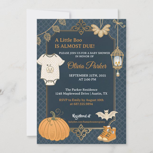 Invitation Une petite Halloween de douche de bébé - Bébé d'au (Devant)
