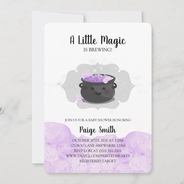 Invitation Une Petite Magie Brûle Le Baby shower D'Halloween (Devant)