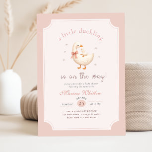 Invitation Une petite oie caneton arc rose Baby Shower