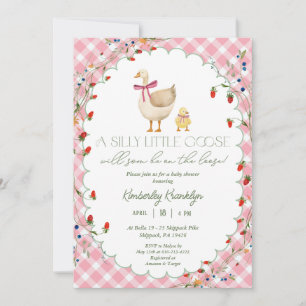 Invitation Une petite oie rose En vichy Baby shower fille