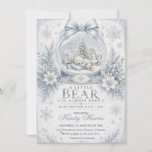 Invitation Une petite ours est presque là Baby Shower d'hiver