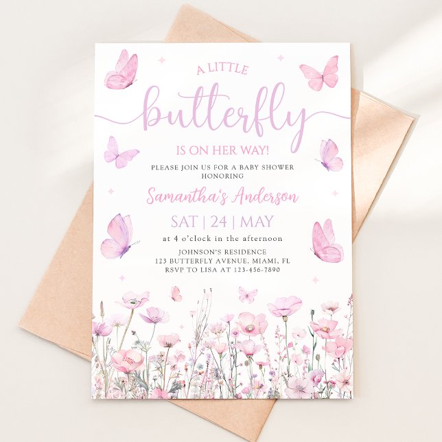 Invitation Une petite papillon est en route Baby Shower (Créateur téléchargé)