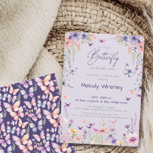 Invitation Une petite papillon est en route Baby Shower