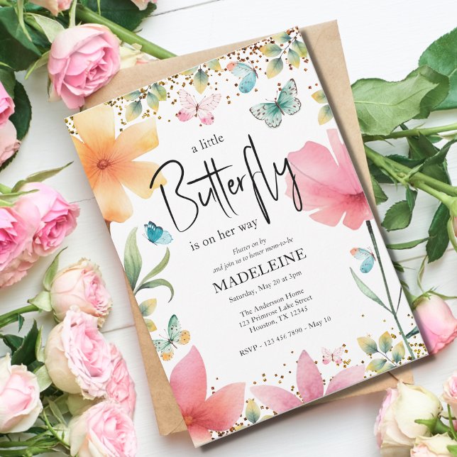 Invitation Une petite Parties scintillant papillon Baby showe (Créateur téléchargé)