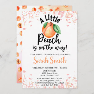 Invitation Une petite pêche est sur le chemin Orange Baby sho