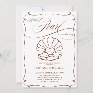 Invitation Une petite perle Baby Shower dessinée à la main 