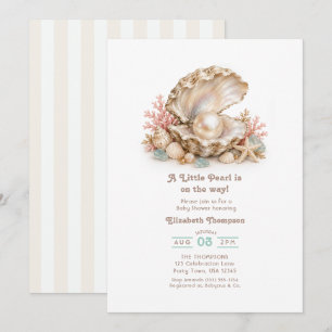 Invitation Une petite perle est en route Fête prénatale côtiè
