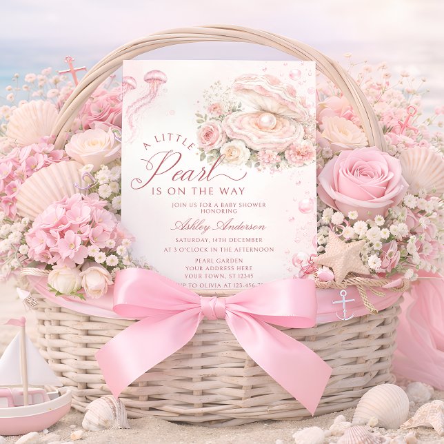 Invitation Une petite perle sous la Baby Shower de la mer (Créateur téléchargé)