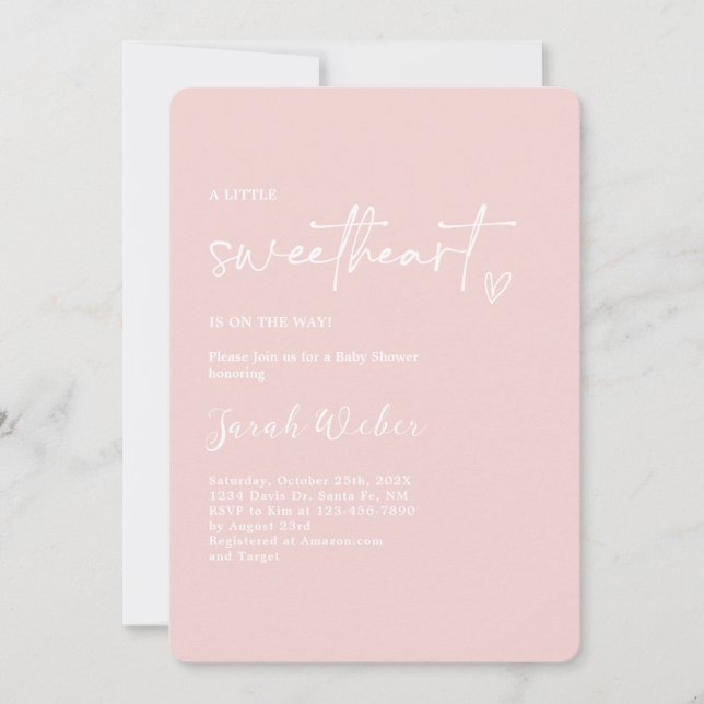 Invitation Une Petite Petite Fille Baby shower Rose Brousse (Devant)