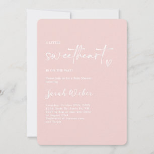 Invitation Une Petite Petite Fille Baby shower Rose Brousse