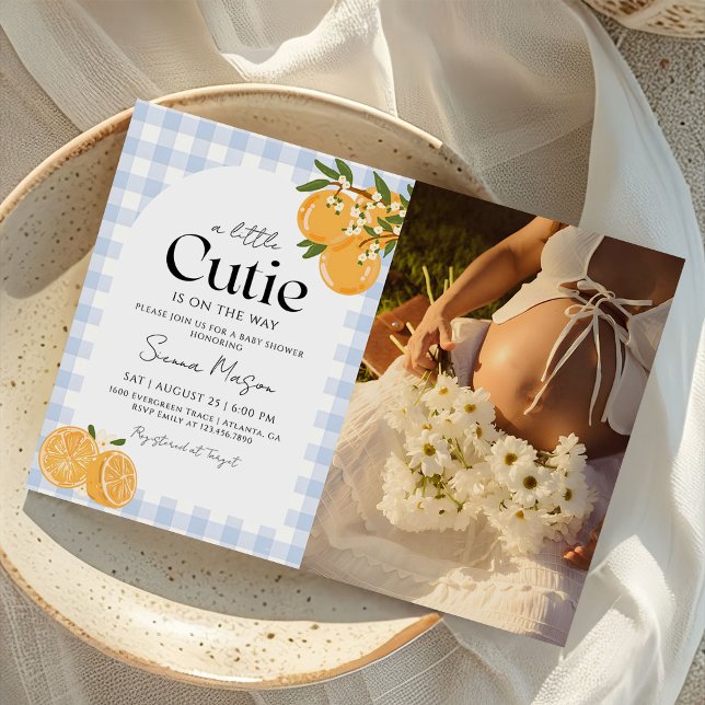 Invitation Une petite photo de shower de bébé orange citrus C (Créateur téléchargé)