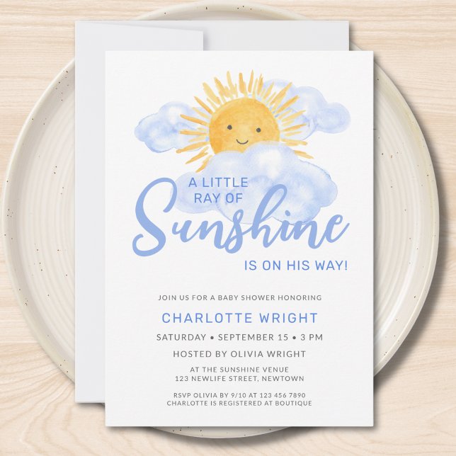 Invitation Une petite pluie de soleil pour la Baby Shower gar (Créateur téléchargé)