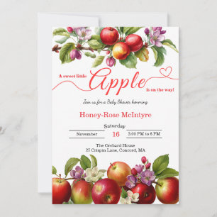 Invitation Une petite pomme arrive Baby Shower d'automne