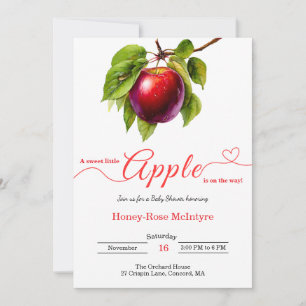 Invitation Une petite pomme est en route Baby Shower d'auto