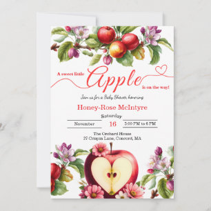 Invitation Une petite pomme est en route Fête prénatale d'a