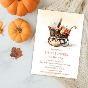 Invitation Une petite poussette bébé citrouille Baby Shower