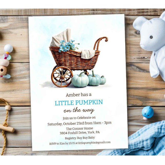 Invitation Une petite poussette bébé citrouille Baby Shower  (Créateur téléchargé)