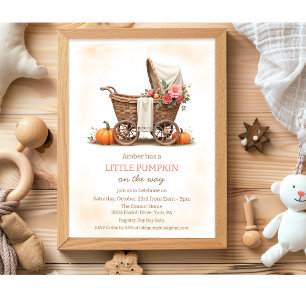 Invitation Une petite poussette bébé citrouille Baby Shower