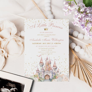 Invitation Une petite princesse Blush Gold Crown Castle Douch