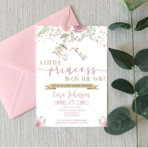 Invitation Une petite princesse Maman Baby Swan Crowns Baby s