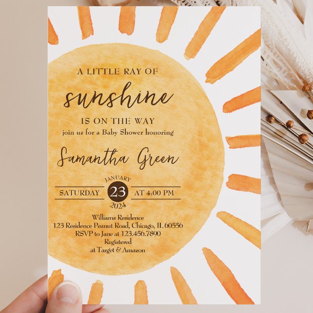 Invitation Une petite rayon de soleil Baby Shower (Créateur téléchargé)