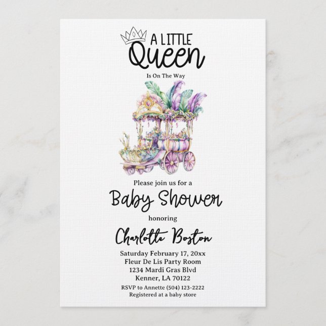Invitation Une petite Reine Fête de Naissance de Bébé sur un  (Devant)