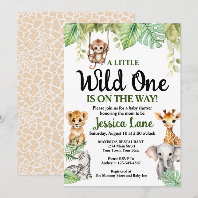 Invitation Une petite sauvageonne Baby Shower  (Devant / Derrière)