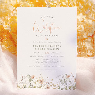 Invitation Une petite sauvageonne rustique boho florale Baby