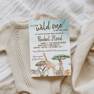 Invitation Une petite sauvageonne Safari Animaux Baby Shower