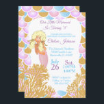 Invitation Une petite sirène fête son anniversaire<br><div class="desc">Invitations de fête d'anniversaire. Une petite fête d'anniversaire de Sirène. ⭐ Ce produit est entièrement personnalisable. Les graphiques et/ou le texte peuvent être ajoutés, supprimés, déplacés, redimensionnés, modifiés, pivotés, etc... (juste en cliquant sur "EDIT DESIGN") ⭐ 99% de mes designs dans mon magasin sont faits en couches. Cela vous permet...</div>
