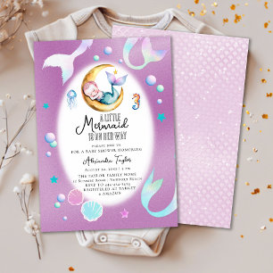 Invitation Une Petite Sirène Sur Son Chemin Baby shower Fille