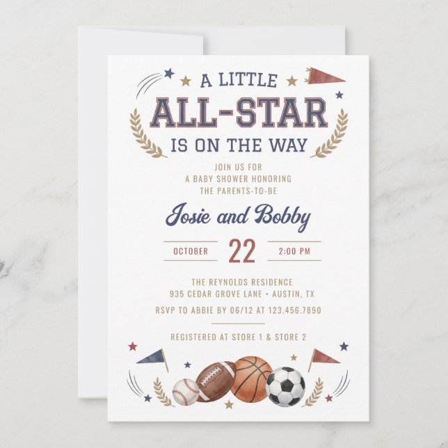 Invitation Une petite star arrive Baby Shower (Devant)