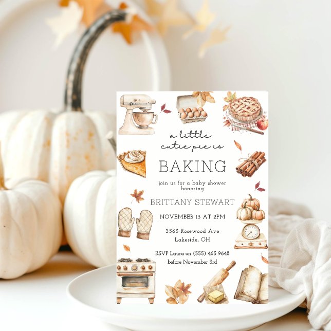 Invitation Une Petite Tarte Cutie Est De Cuire Baby shower D' (A Little Cutie Pie Is Baking Autumn Baby Shower Invitation)