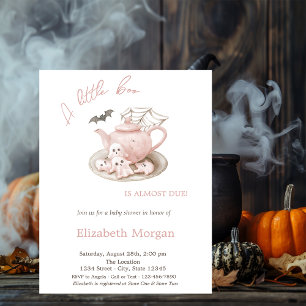 Invitation Une petite théière fantôme mignonne rayée Hallowee