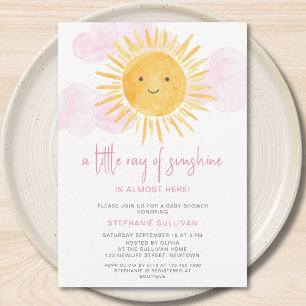 Invitation Une petite touche de soleil Nuages roses Baby Show