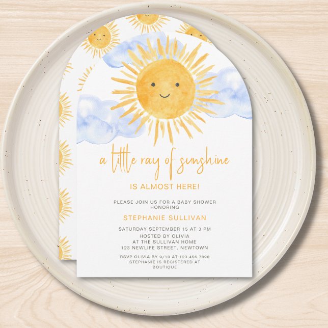 Invitation Une petite touche de soleil Shower bébé Nuageux  (Créateur téléchargé)