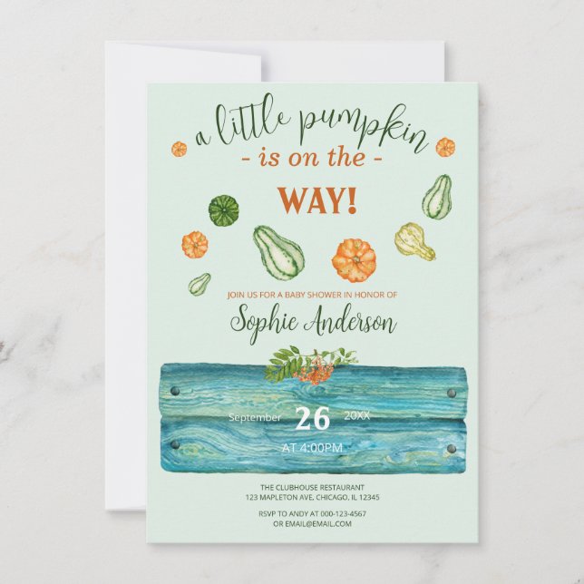 Invitation Une petite verdure de citrouille bébé automne show (Devant)