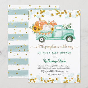 Invitation Une petite voiture citrouille par baby shower garç