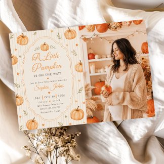 Invitation Une photo de bébé Shower de petite citrouille