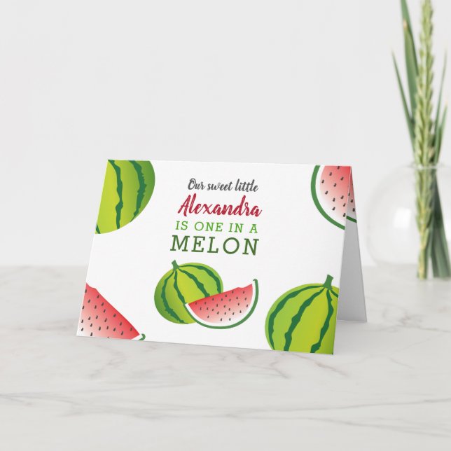 Invitation Une photo de melon pour le 1er anniversaire de pas (Devant)