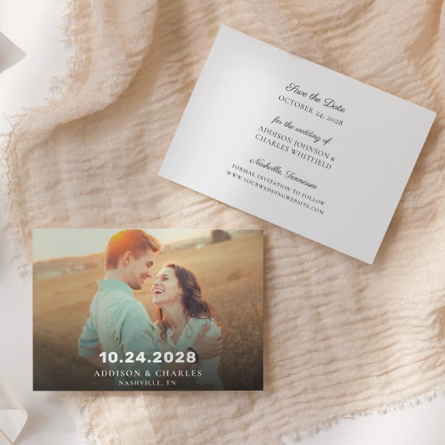 Invitation Une photo minimaliste | Enregistrer l'annonce de d (Créateur téléchargé)