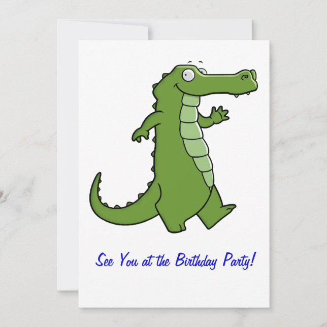 Invitation Une plus défunte fête d'anniversaire d'alligator (Devant)