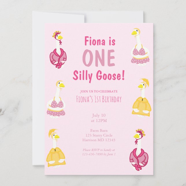 Invitation Une première anniversaire de fille de canard de po (Devant)