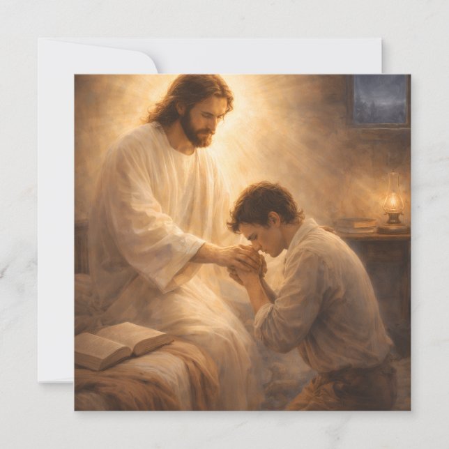 Invitation Une prière à genoux avec Jésus (Devant)