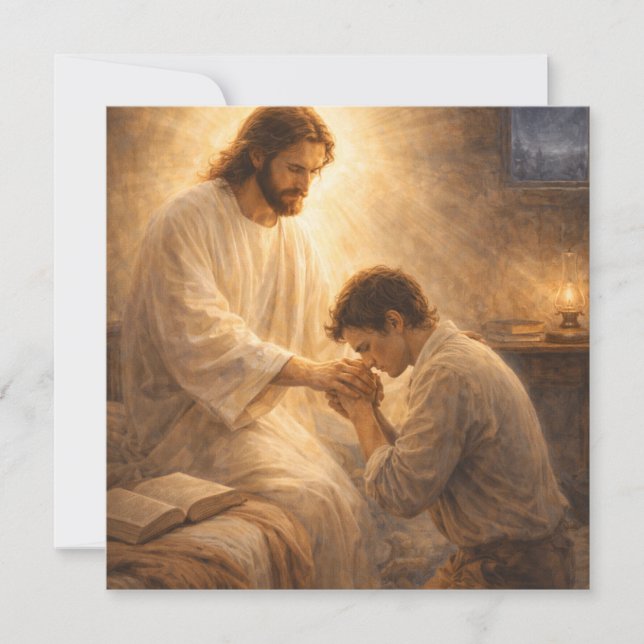Invitation Une prière à genoux avec Jésus (Devant)